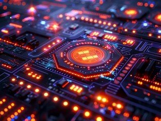 Fototapeta premium Futuristic Digital Illustration of FinTech Concepts and Artificial Intelligence Technology - Abstract Generative AI-Generated 4K Wallpaper Art