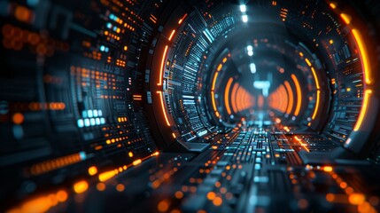 Obraz premium Futuristic Digital Illustration of FinTech Concepts and Artificial Intelligence Technology - Abstract Generative AI-Generated 4K Wallpaper Art