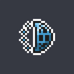 net globe with dotted line in pixel art style