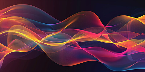 Develop a vibrant vector graphic of sound waves flowing and curving in a dynamic, wave-inspired composition.