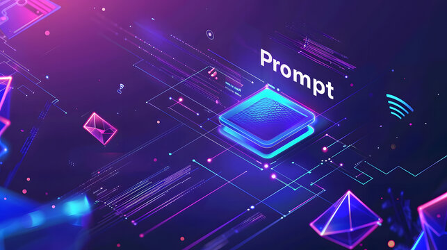 Futuristic AI prompt illustration. High-tech background concept. Ready to use command prompt box
