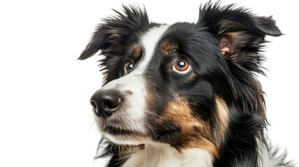 Fototapeta premium Close-up portrait view of Border Collie dog head from side view isolated on white background