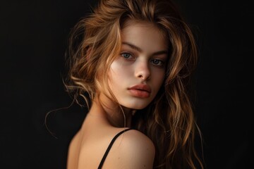 Fototapeta premium Feminine Grace. Stunning Woman Embracing Natural Beauty and Timeless Style 