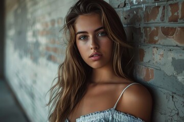 Fototapeta premium Feminine Grace. Stunning Woman Embracing Natural Beauty and Timeless Style 