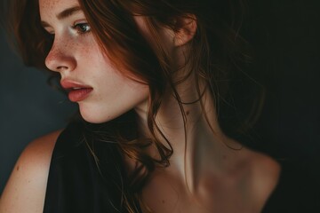 Naklejka premium Feminine Grace. Stunning Woman Embracing Natural Beauty and Timeless Style 