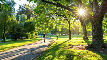 Obraz premium A person taking a leisurely stroll in a park