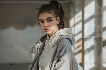 Fototapeta premium Feminine Grace. Stunning Woman Embracing Natural Beauty and Timeless Style 