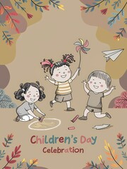 Fototapeta premium Joyful Celebration: Children's Day Digital Art Delight