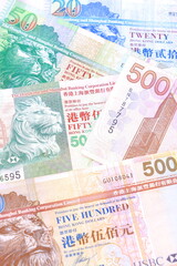 香港の通貨、香港ドル（HKD）の紙幣

