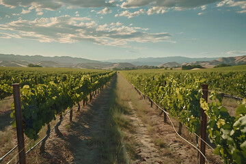 Expansive vineyards filled with ripe grapes, showcasing the beauty and abundance of large plantations.