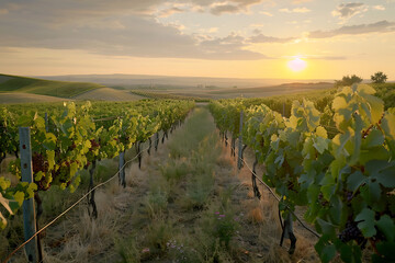 Expansive vineyards filled with ripe grapes, showcasing the beauty and abundance of large plantations.