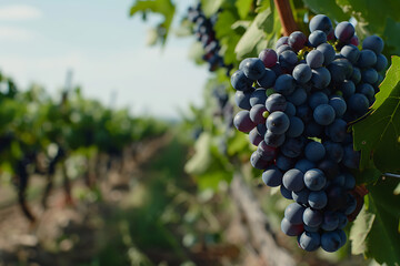 Expansive vineyards filled with ripe grapes, showcasing the beauty and abundance of large plantations.