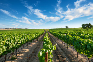 Expansive vineyards filled with ripe grapes, showcasing the beauty and abundance of large plantations.