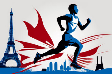 paris sport olympic 2024 ceremony, water color commencement	