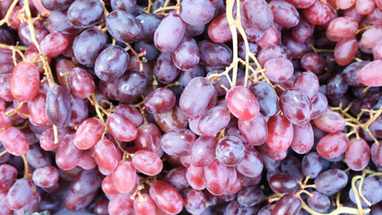 A bunch of red ready to eat grapes.