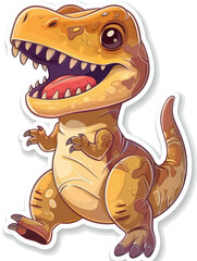 A cartoon dinosaur with a big smile on its face