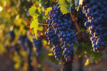 Expansive vineyards filled with ripe grapes, showcasing the beauty and abundance of large plantations.