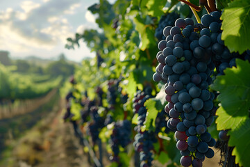 Expansive vineyards filled with ripe grapes, showcasing the beauty and abundance of large plantations.