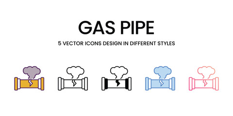Gas Pipe Icons different style vector stock illustration
