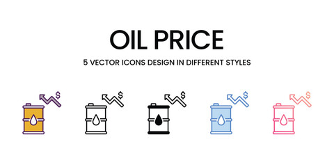 Oil Price Icons different style vector stock illustration