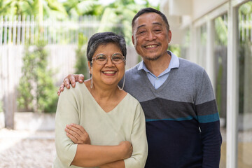 Romantic family sweet happy love senior asian couple having fun and smiling.Happy asian elderly man...