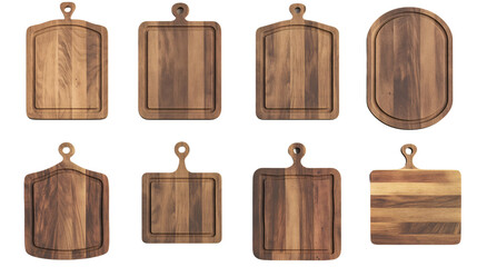 Set of Chopping board mockup in transparent background