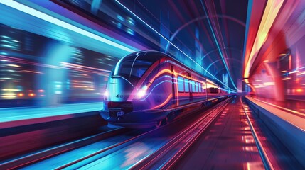Fototapeta premium Urban Transportation in Motion, Captured with Speed and Color