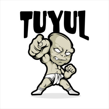 illustration design of a baby ghost from Indonesia named tuyul