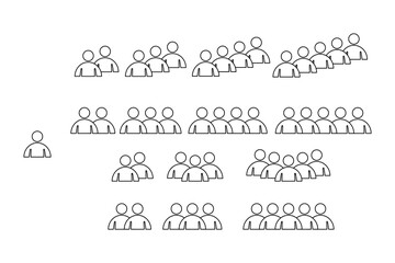 icon of a person alone or in a group. illustration concept of working together in a team