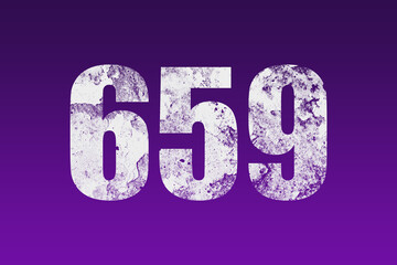 flat white grunge number of 659 on purple background.	