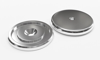 Neodymium magnets isolated on white background. 3D Rendering