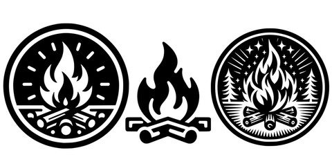 Bonfire Set SVG, Camping Bundle SVG, Flame SVG, Mountains SVG, Fire SVG, Bonfire Silhouette, Bonfire Clipart, Bonfire Art Print, Bonfire Cut file for Cricut