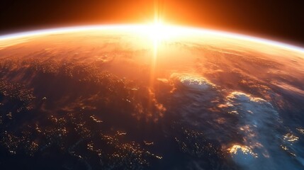 planet earth with a spectacular sunset Generative AI