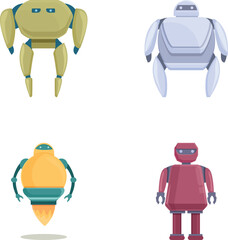 Robot icons set cartoon vector. Modern electronic robot. Technology concept