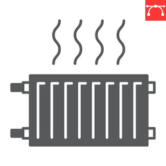 Radiator glyph icon, plumbing service and home element, heater vector icon, vector graphics, editable stroke solid sign, eps 10.