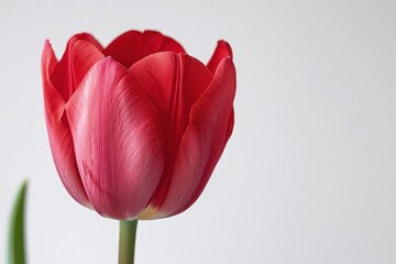 Minimal red tulip flowerhead with grey background