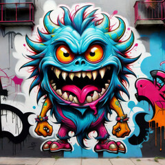 Abstraktes buntes Monster, Graffiti Art