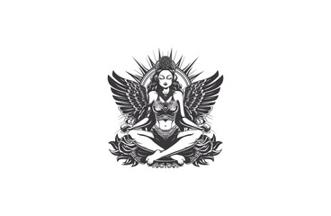 Obraz premium Woman angel logo template vector illustration design