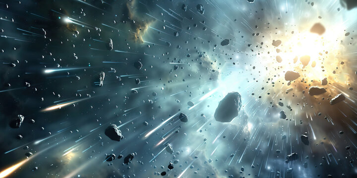 The Oort Cloud, a vast collection of rocky debris, flickers with light as countless tiny comets streak past.