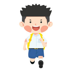 Kid boy student Running cartoon