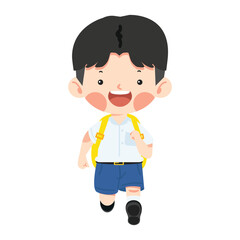 Kid boy student Running cartoon