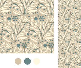 seamless floral pattern in beige tones as vector art background