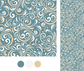 modern stylish seamless floral pattern with swirls as vector hand drawn background