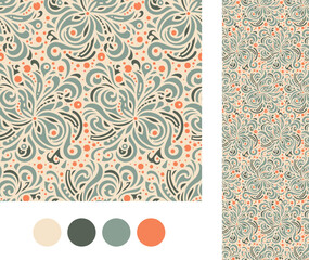 stylish seamless floral pattern as vector hand drawn background