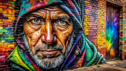Obraz premium Graffiti on the wall, on the wall. Artistic painting on the city walls.