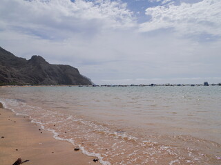 View to the beach Playa de Las Teresitas, the main beach of Santa Cruz de Tenerife, Canary Islands, Spain