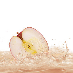 pomme qui surf dans les vagues de son jus