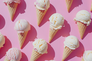 Delicious ice cream scoops in a cone, perfect for a summer treat.