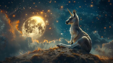 Astronaut kangaroo on the moon