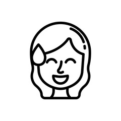 Grinning face with sweat line icon. Girl emoji icon. Girl expression icon isolated on white background. Transparent background, minimalist symbol. Vector images